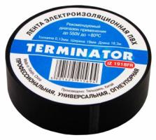 Изолента Terminator IZ 1918FR черная ПВХ, огнеупорная, 0,13мм, 19мм, 18,3м