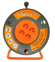 Удлинитель силовой на катушке GLANZEN 4 гн. ПВС 2х1арт. ЕВ-50-003